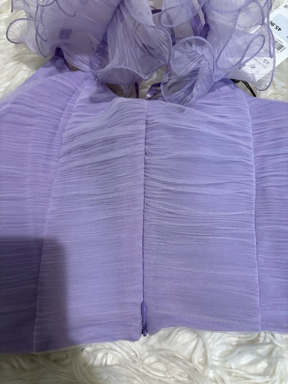 Zara Lilac Tulle Ruffle Strap Ruched Crop Top - Picture 6 of 10